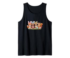 Cute Easter Woodland Animals Bunny Ears Eggs Tank Top