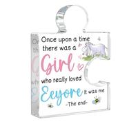 Cute Eeyore, Inspirational Cartoon Donkey Puzzle Acrylic Decor Sign, Cute Cartoon Donkey Tabletop Ornament, Positive Saying Desk Shelf Decoration Gift for Home Office Bedroom Kitchen Classroom