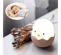 Cute Egg Baby Night Light, Morbuy Kids Girl Creative LED Tumbler Egg Shell Soft Silicone Safety Chickens Lights Night Nursing Bed Headlights Xmas Gifts (White)