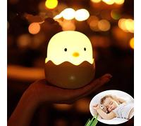 Cute Egg Baby Night Light, Morbuy Kids Girl Creative LED Tumbler Egg Shell Soft Silicone Safety Chickens Lights Night Nursing Bed Headlights Xmas Gifts (Warm White)