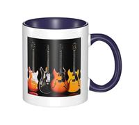 Cute Electric Guitar Mugs, 11oz Two Tone Color Ceramic Coffee Tea Mug Cup, Microwave Safe, Perfect for Home, Office, and Restaurants