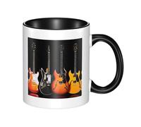 Cute Electric Guitar Mugs, 11oz Two Tone Color Ceramic Coffee Tea Mug Cup, Microwave Safe, Perfect for Home, Office, and Restaurants