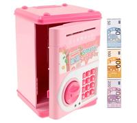 Cute Electronic Piggy Bank for Kids Age 3-12 with Password, Toy Banknotes and Dynamic Music Mode, ATM Bank Safe Coin Cash Banks Money Saving Box Gifts for Girls and Boys (Pink)