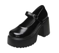Cute Elegant Black Super High Heels Mary Jane Shoes Women Classic Goth Chunky Platform Pumps Woman Ankle Buckle Party Lolita Footwear