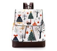 Cute Elements Christmas Tree Stars Twigs and Leaves Women Backpack, Small Travel Flap Rucksack Handbag Causal Daypack for Ladies Girls