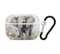 Cute Elephant Airpod Pro Case AirPods 2 Case for Women Hard Shell Protective Cover with Carabiner Keychain Compatible with AirPods Case 2nd 1st Generation, Front LED Visible White