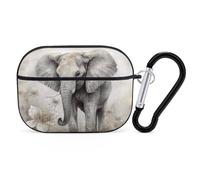 Cute Elephant Airpod Pro Case AirPods 2 Case for Women Hard Shell Protective Cover with Carabiner Keychain Compatible with AirPods Case 2nd 1st Generation, Front LED Visible Black