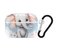 Cute Elephant AirPod Pro Case, Anti Scratch Hard PC Cover with Keychain, AirPod Pro 2nd/1st Case Accessories for Women Men, White-Style