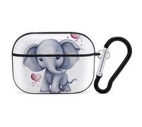 Cute Elephant AirPods Pro Case Cover with Keychain Ring PC Hard Shell Protective Case for AirPods Pro 2nd for Women Men Generation Easy Open Full Drop Protection Cover Black-Style