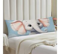 Cute Elephant Body Pillow Cover with Hidden Zipper 20x54 Full Long Pillowcase for Couch Sofa Decor Breathable Bed Shams Boho Oversized Lumbar Pillow Covers for All Seasons