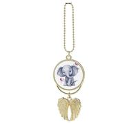 Cute Elephant Car Hanging Ornament Rear View Mirror Pendant Lucky Presents Hanging Ornament Funny Car Pendant for Office Auto Home Decoration Golden-style
