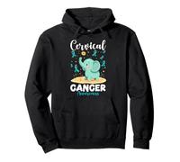 Cute Elephant Cervical Cancer Awareness Teal Ribbon Animal Pullover Hoodie