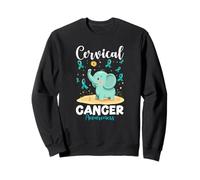 Cute Elephant Cervical Cancer Awareness Teal Ribbon Animal Sweatshirt