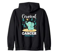 Cute Elephant Cervical Cancer Awareness Teal Ribbon Animal Zip Hoodie
