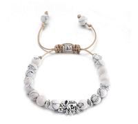 Cute Elephant Charm Bracelet Men's Jewelry Natural White Stone Beaded Rope Braided Yoga Bracelet