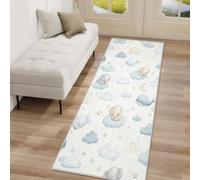 Cute Elephant Dolphin Runner Rug for Hallway, Star Cloud Runner Rugs Soft Low Pile Non Slip Easy to Clean Washable Mat for Entryway Kitchen Bedroom Living Room Home Decor, 60x240cm Rf5V259a