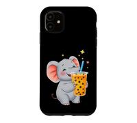 Cute Elephant Enjoying Boba Bubble Tea Drink Case for iPhone 11