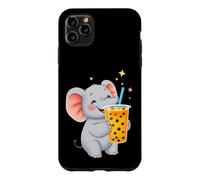 Cute Elephant Enjoying Boba Bubble Tea Drink Case for iPhone 11 Pro Max