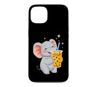 Cute Elephant Enjoying Boba Bubble Tea Drink Case for iPhone 13