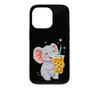 Cute Elephant Enjoying Boba Bubble Tea Drink Case for iPhone 13 Pro