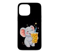 Cute Elephant Enjoying Boba Bubble Tea Drink Case for iPhone 13 Pro Max