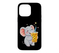 Cute Elephant Enjoying Boba Bubble Tea Drink Case for iPhone 14 Pro Max