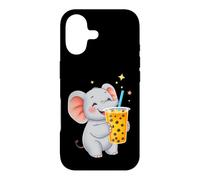 Cute Elephant Enjoying Boba Bubble Tea Drink Case for iPhone 17