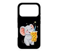 Cute Elephant Enjoying Boba Bubble Tea Drink Case for iPhone 17 Pro