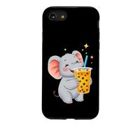 Cute Elephant Enjoying Boba Bubble Tea Drink Case for iPhone SE (2020) / 7/8