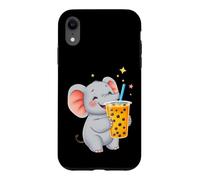 Cute Elephant Enjoying Boba Bubble Tea Drink Case for iPhone XR