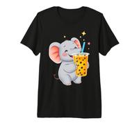 Cute Elephant Enjoying Boba Bubble Tea Drink Premium T-Shirt