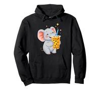 Cute Elephant Enjoying Boba Bubble Tea Drink Pullover Hoodie