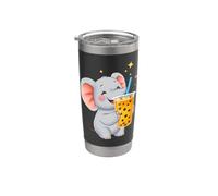 Cute Elephant Enjoying Boba Bubble Tea Drink Stainless Steel Insulated Tumbler