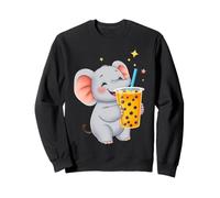 Cute Elephant Enjoying Boba Bubble Tea Drink Sweatshirt