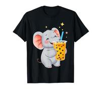 Cute Elephant Enjoying Boba Bubble Tea Drink T-Shirt
