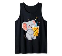 Cute Elephant Enjoying Boba Bubble Tea Drink Tank Top