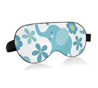 Cute Elephant Floral Sleep Mask, Breathable Soft Light Blocking Sleep Eye Mask with Adjustable Strap for Women Men