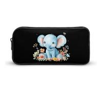 Cute Elephant Florals Small Pencil Case Large Capacity Pen Bag Aesthetic Makeup Pouch Office Stationery Organizer 22 * 12 * 5cm