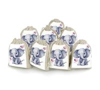 Cute Elephant Gift Pouches 8PCS Portable Small Drawstring Storage Bags Pouches Reusable Cotton Linen Bunches Pocket For Wedding, Travel, Office, Workout (Unisex)