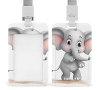 Cute Elephant Id Badge Holder with Lanyard, Clear Vertical Card Protector Waterproof, Breakaway Safety Neck Strap, Heavy Duty Name Tag Holder for Nurse Teacher Officer Staff Women Men