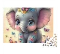 Cute Elephant Jigsaw Puzzle Beasts 1000 Pieces Extra-thick Cardboard Eco-friendly for Collectors Mind Relaxation Gift 38x26cm/1000pcs