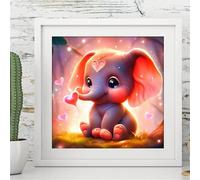 Cute Elephant Love Jigsaw Puzzle 200 Pieces 28x28cm/11x11inch, Difficult jigsaw puzzles for Adults 200, Beautiful Art work, Great Festive Puzzle Gift for Men/Women