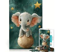 Cute Elephant on Ball with Stars Jigsaw Puzzles for Adults 1000 Piece Enjoyable Game Firm Joint Family Enjoyable Santa Present (38x52cm)