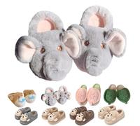 Cute Elephant, Otter, Monkey & Turtle Slippers for Women Funny Non-Slip Soft Plush Animal Slippers Winter (C-Elephant, Adult, Women, 4, Numeric Range, UK Footwear Size System, 5, Medium)