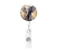 Cute Elephant Play Badge Reel Retractable Badge Holders Lightweight ID Badge Reels Cute Nurse Name Card Holder with Keychain Funny ID Badge Clip for Men Women