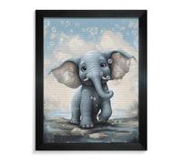 Cute Elephant Play Bubbles 5D Diamond Painting Kits for Adults Large DIY Round Drill Diamond Art with Frame Beginner Friendly Craft Gem Painting for Stress Relief Home Wall Decor Blackwood 40*50cm
