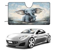 Cute Elephant Play Bubbles Car Windshield Sun Shade - Reflector Sunshade Offers Ultimate Protection for Car Interior, Cool Reflective Sun Blocker Fits Small Sedans, Mini SUVs 55"x30"