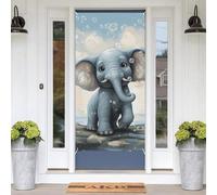 Cute Elephant Play Bubbles Door Banners for Front Doors, Spring Summer Decorative Door Cover Welcome Porch Banner Decoration Hanging Wall Background for Party Supplies Indoor Outdoor Home Decor