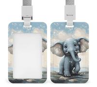 Cute Elephant Play Bubbles Id Badge Holder Retractable Badge Holders Heavy Duty Plastic Id Card Holder with Lanyard Waterproof Name Tag Sleeve for Nurses, Teachers, Office Professionals