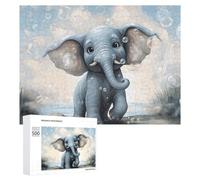 Cute Elephant Play Bubbles Jigsaw Puzzle 500 PCS Challenging Fun Puzzles Wooden Jigsaw Puzzles for Adults Families